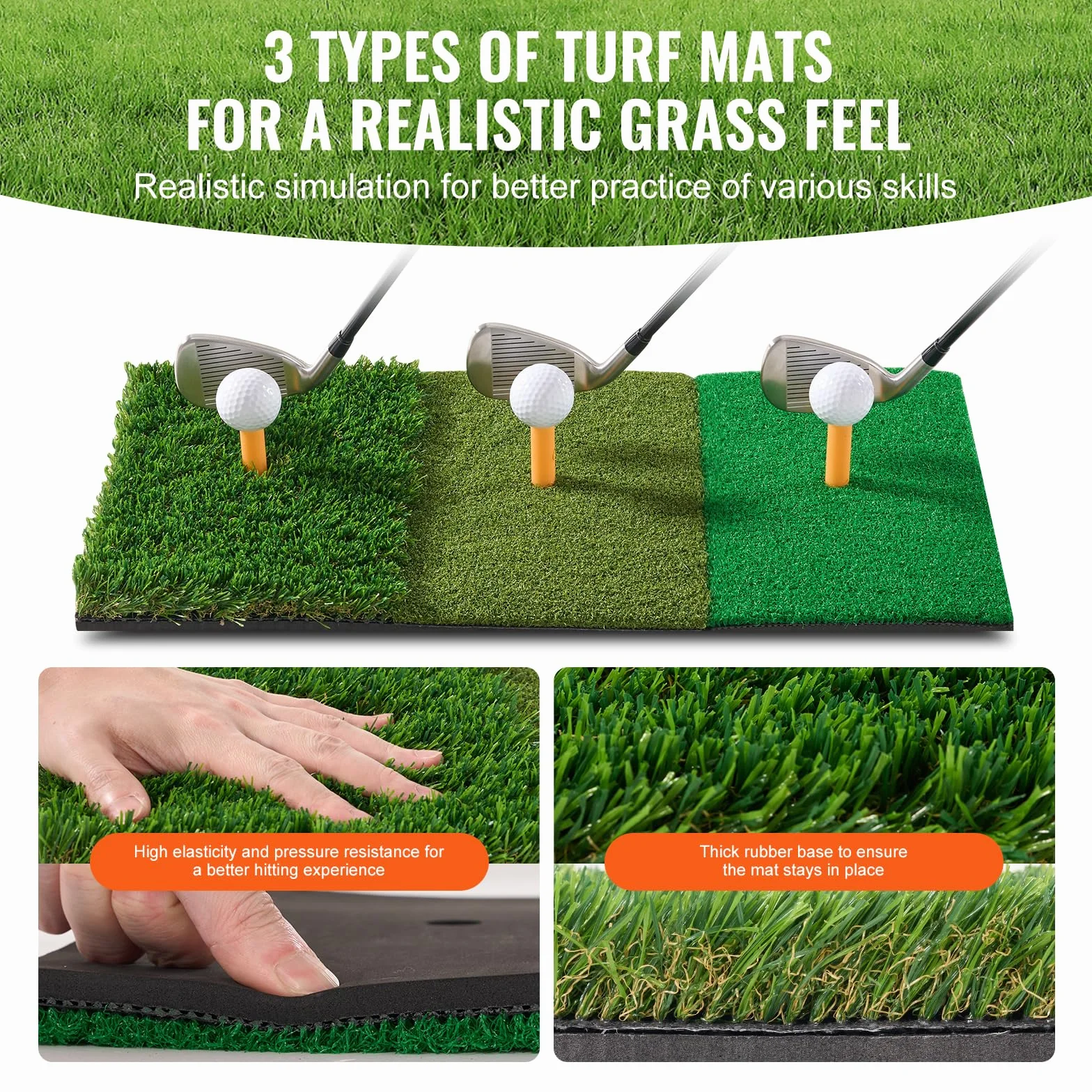 VEVOR Golfnetz, 3 x 2,1 m, All-in-1-Golfübungsnetz, Golfschwungtraining für drinnen und draußen zu Hause, Golfschlaghilfenetz mit Zielscheibe/Rasenmatte/Bällen/Tee/Tragetasche, für Driving- und Chippi
