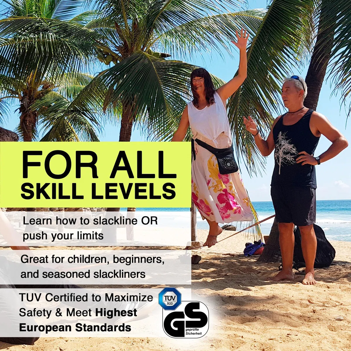 Gibbon Slacklines Travel Line | Leichtes, Kompaktes 15m Slackline-Set für Anfänger & Fortgeschrittene | TÜV-geprüft | inkl. Ratschenschutz & TreeWear | Ideal für Reisen & Urlaub