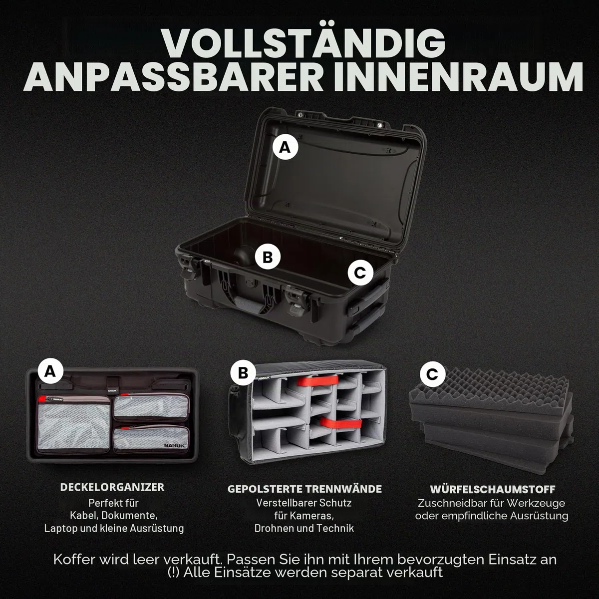 Plasitcase Inc. Nanuk 935 wasserdichter Handgepäckkoffer mit Rollen, leer
