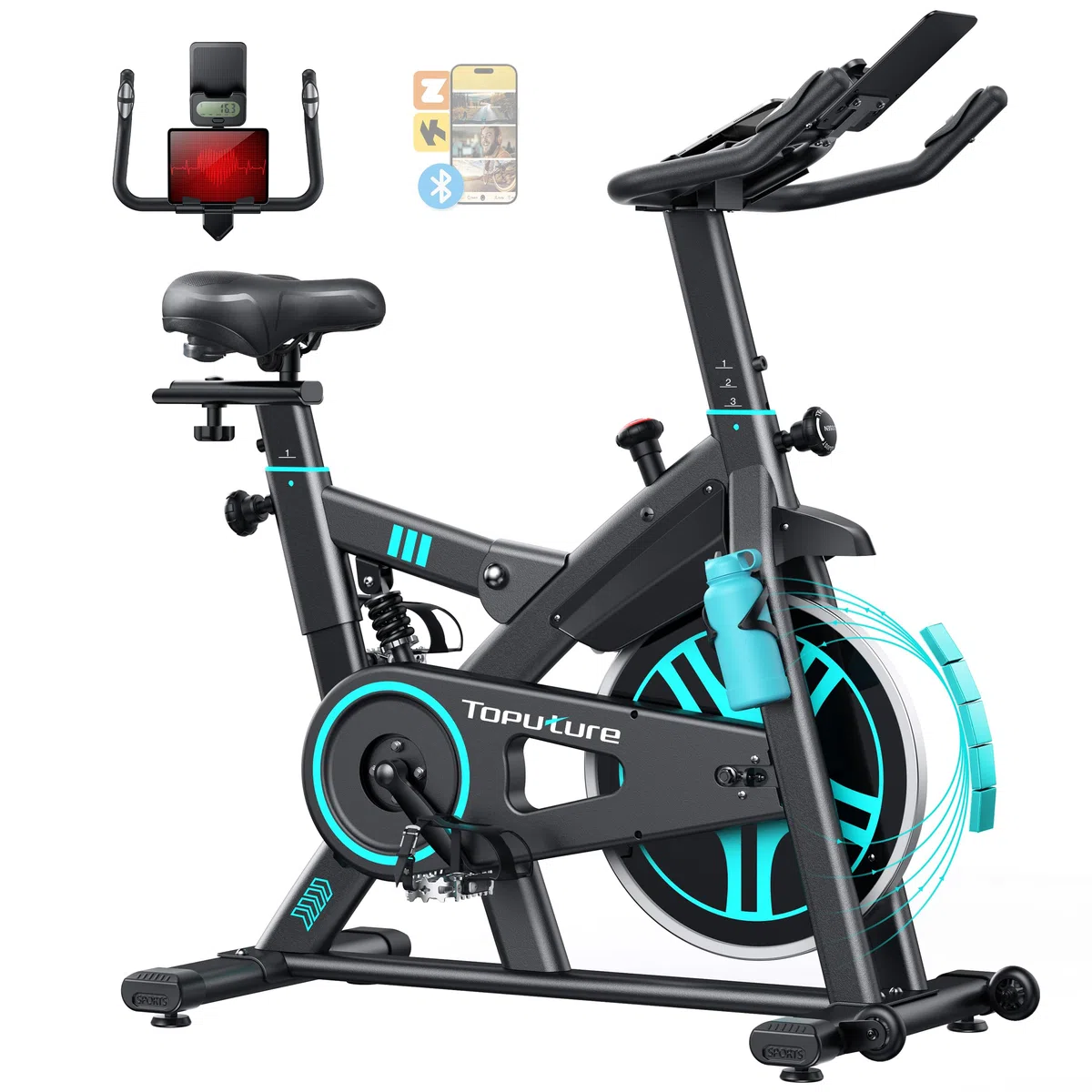 [2026 Aktualisierte] Heimtrainer Fahrrad mit APP und Herzfrequenz, Ergometer Mit Stoßdämpfungssystem, Ultraleise<20db, Einstellbarer Magnetwiderstand, 15KG Schwungrad, Hometrainer Bis 160KG