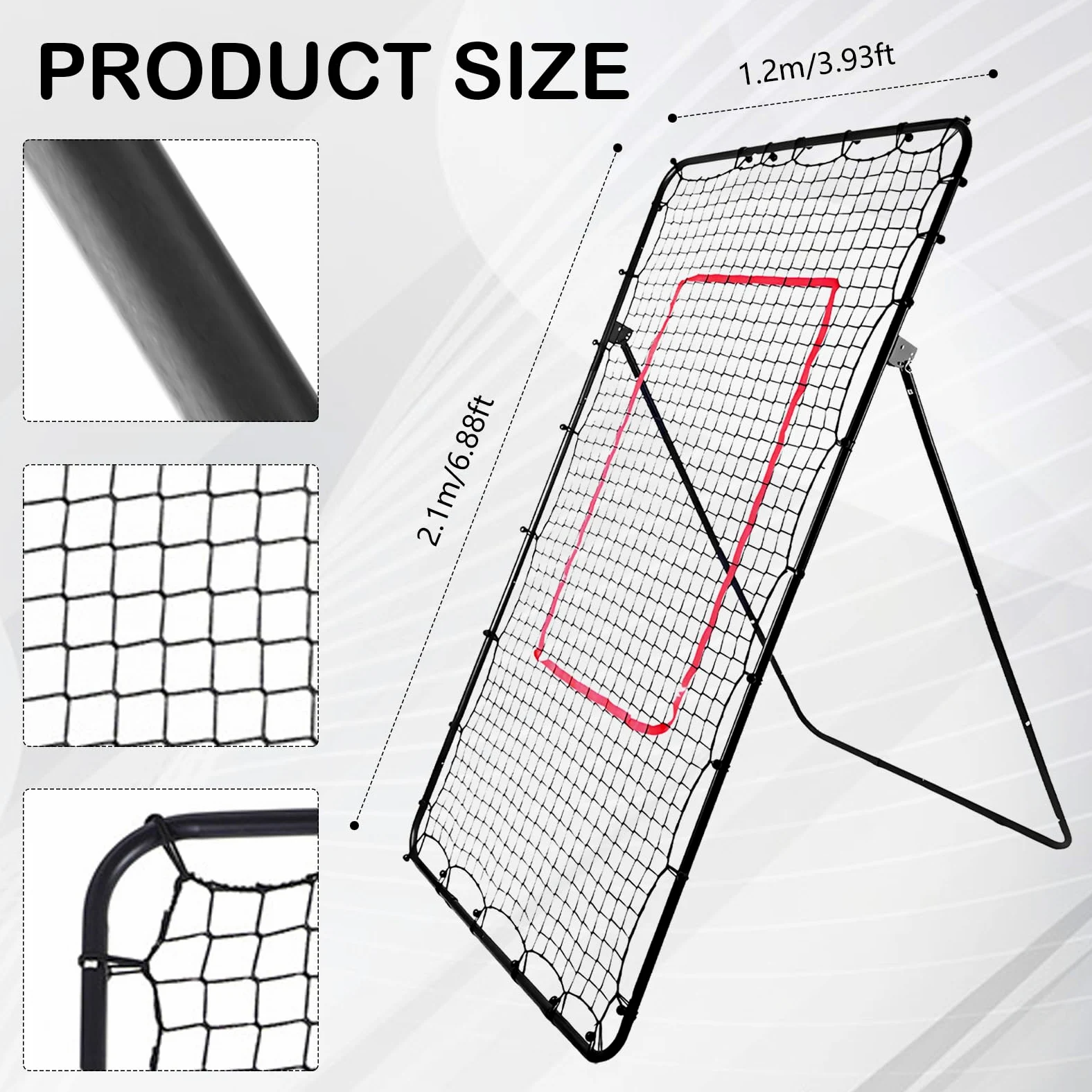 Volleyball Rebounder Netz, 2,1 x 1,2 m Volleyballnetz Verstellbares 45/60/75/85 Winkel Volleyball Trainingsgeräte für Erwachsene und Kinder Rebounder für Garten Stadion Schulen