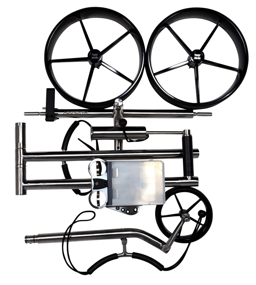 tour made HC3X Premium Golf Pushtrolley I klappbar & zerlegbar I 3 Rad | edles Design I manueller Golftrolley aus Edelstahl I inkl. Transporttasche, Schirm- & Scorehalter I Deutsche Markenqualität