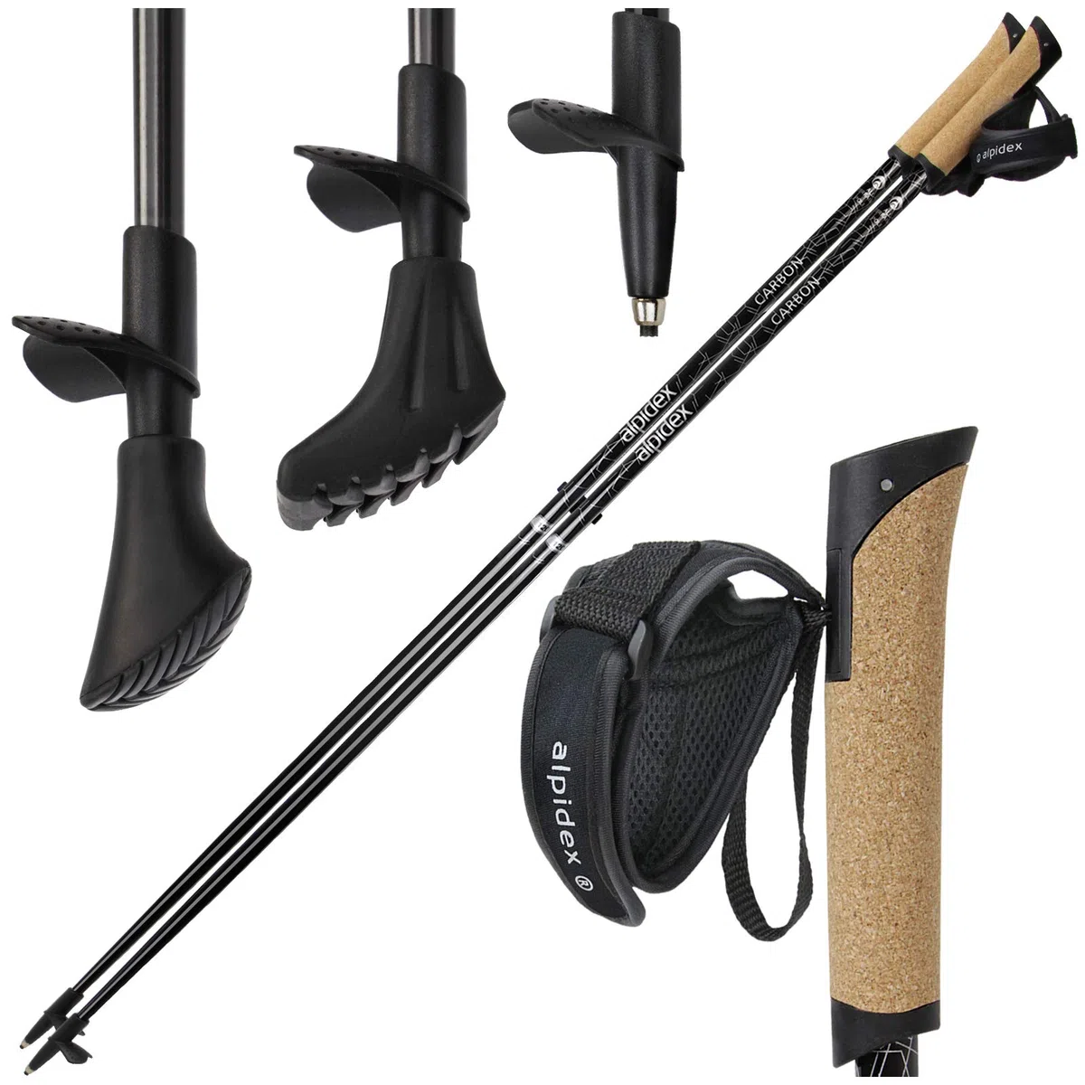 ALPIDEX Superleichter Carbon Nordic Walking Stock - sehr leichte Walking Stöcke