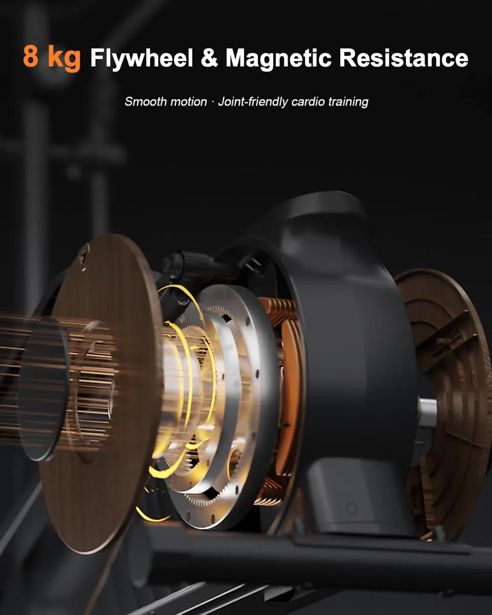 Crosstrainer für Zuhause, Aeriflo M100 8kg Schwungmasse Ellipsentrainer mit Kinomap App, 42cm Schrittlänge & Pulsmesser, Leises Magnetbremssystem, 80% Vormontiert, bis 150kg Belastbarkeit