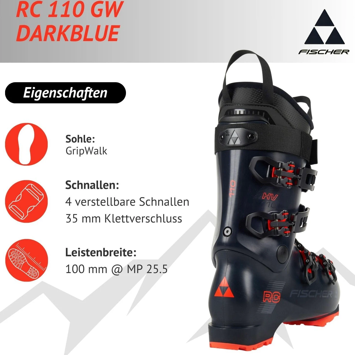 Fischer Skischuhe Skistiefel Alpinskischuhe Alpin-Skistiefel Alpinstiefel RC One 11.0 - Flex 110 - Modell 2024 - On Piste Allmountain - für fortgeschrittene bis Gute Fahrer
