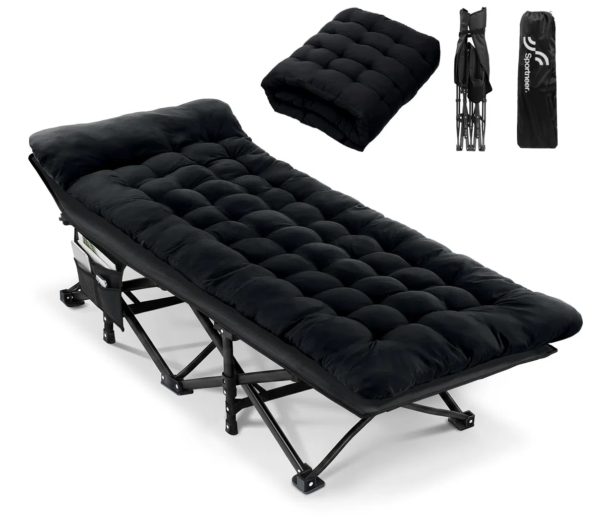 Sportneer Feldbett mit Matratze, Klappbett Breite 71/81cm Tragfähigkeit 204KG Gästebett Campingbett Feldbett Mit Aufbewahrungstasche für Erwachsene Outdoor Indoor Garten Camping Reisen