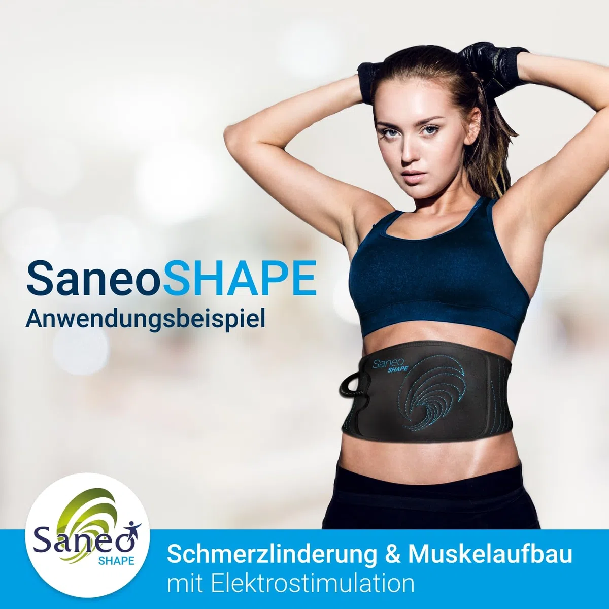 Saneo SaneoSHAPE EMS Fitnessgürtel für Bauch & Rücken – Bauchmuskeltrainer zur Stärkung der schrägen Bauchmuskeln & Rückenmuskulatur – Haltungskorrektur & Core Training