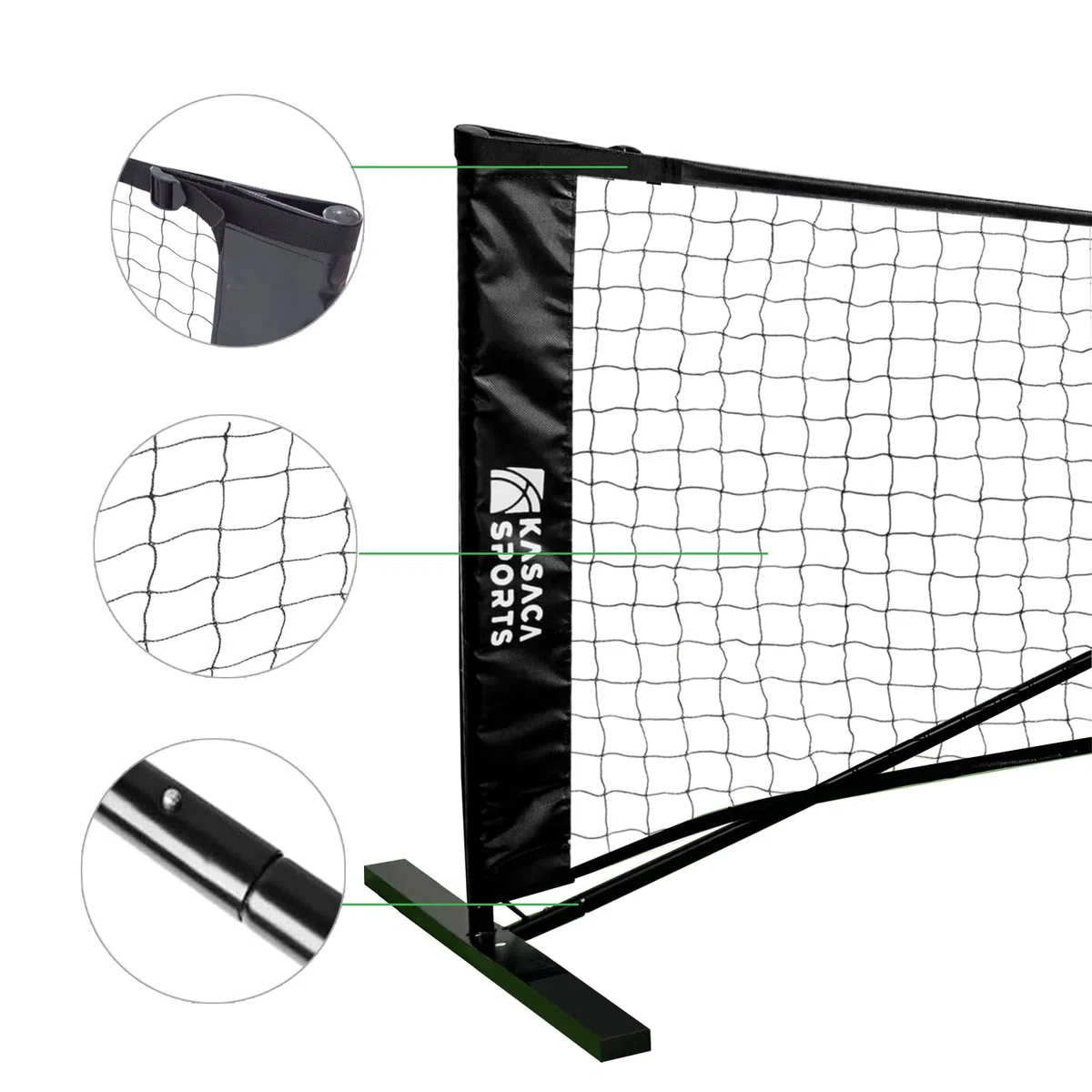 Pickleball Netz in offizieller USAPA Größe – 670 x 91 cm – Robuster Eisenrahmen & 3-Fach Polyester-Netz – Tragetasche inklusive – 22ft Netz für Turnier & Freizeit