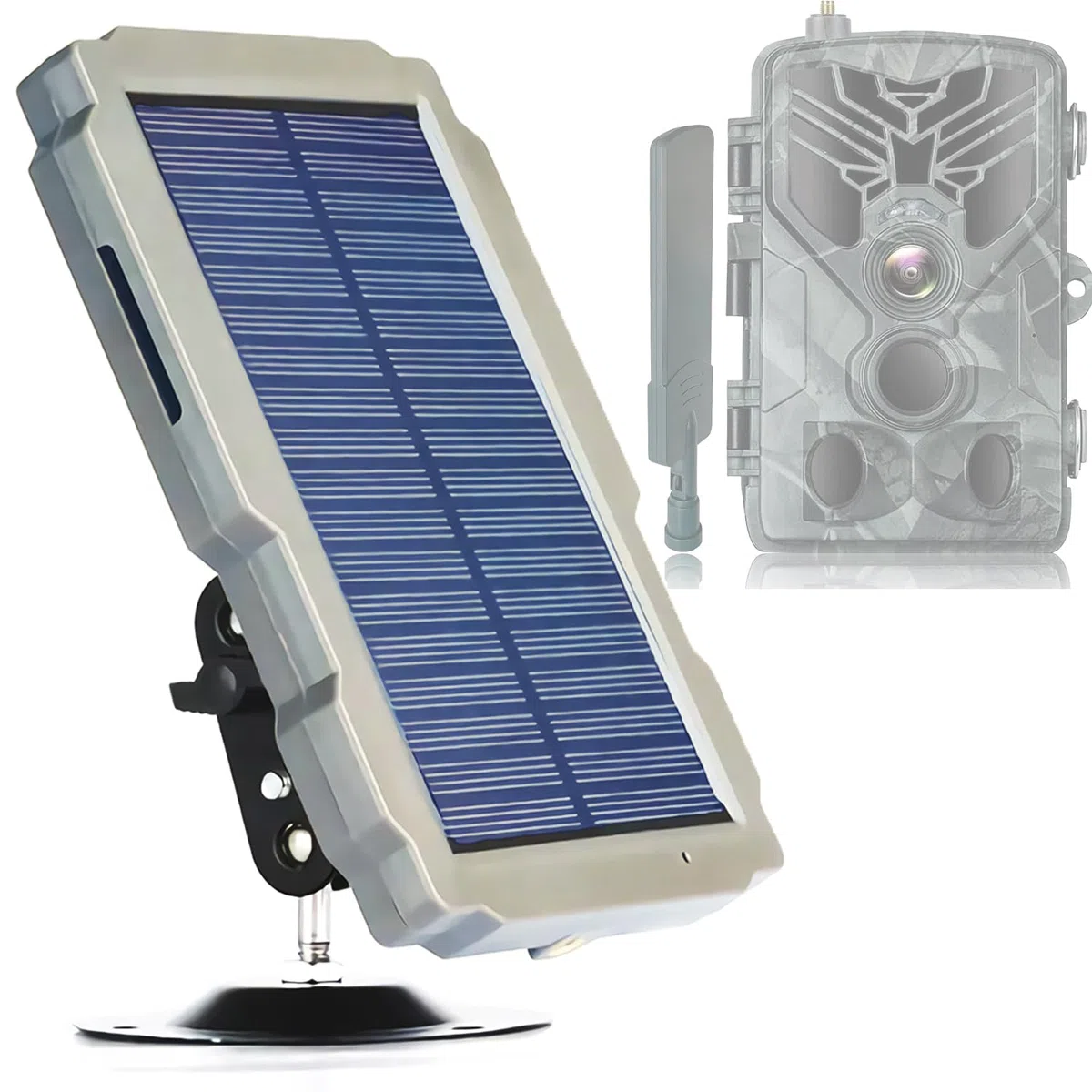 Solarpanel für Wildkamera DC 6V-12V 3000mAh Wiederaufladbarer Akku, Jagdzubehör für Wildtierkamera, für Nachtsichtkamera von 6V-12V Ausgangsanschluss 1,35 mm x 3,5 mm