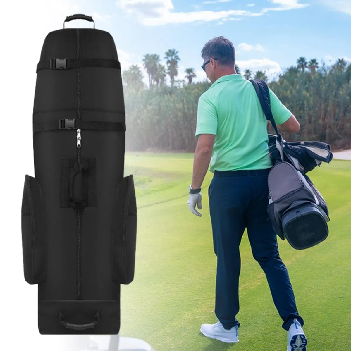 Générique Golf Travel Bag mit Rädern – Golf-Reisetasche – robuste Faltaufbewahrung für Vistaprint, große Kapazität Zepe Golftasche mit Rädern, für Frauen
