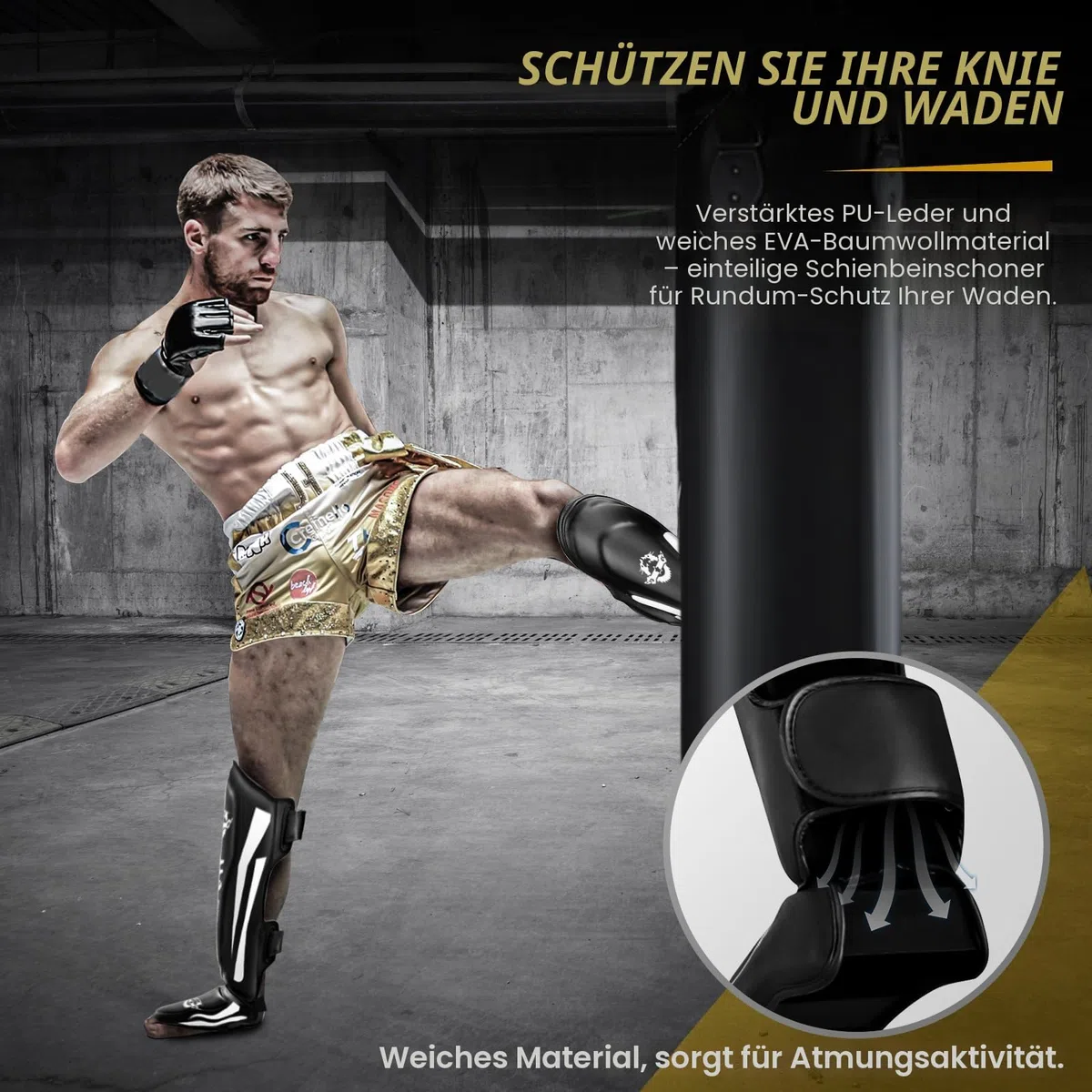 NZQXJXZ Schienbeinschoner Kickboxen, Muay Thai Schienbeinschoner für Männer, Frauen, Verstellbare Beinschützer mit Ristschutz, Kampfsport-Trainingsausrüstung für MMA Training und Sparring
