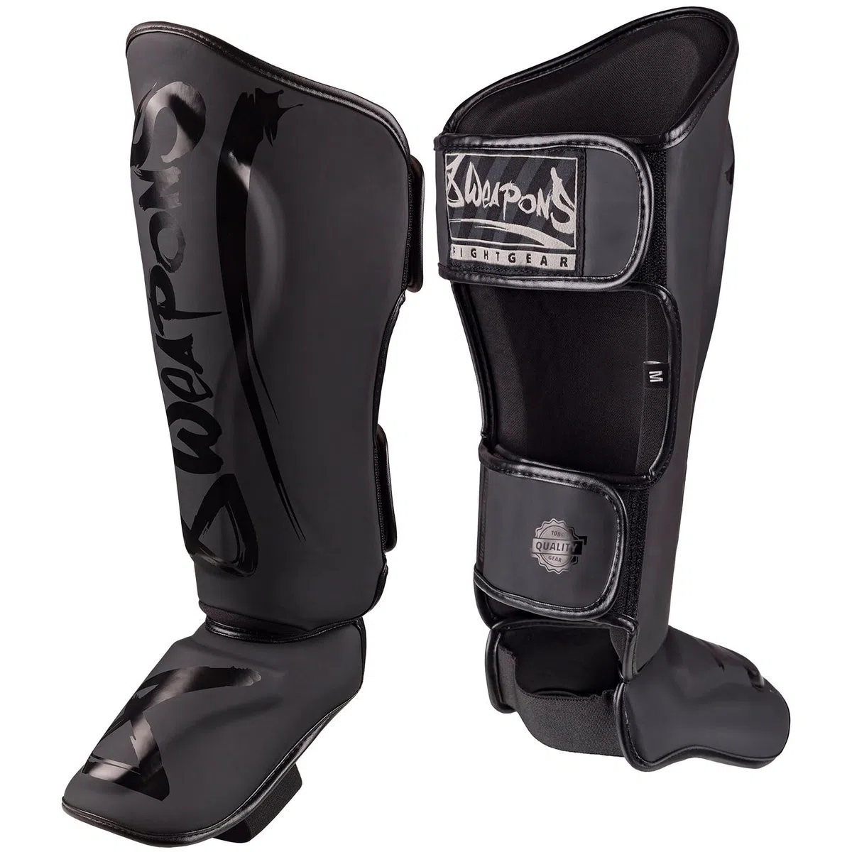 8 WEAPONS Schienbeinschoner Unlimited 2.0, Schwarz-matt, Training & Wettkampf, Hochwertiges Kunstleder und perfekte Dämpfung, Muay Thai, K1, MMA, Karate & Kickboxen