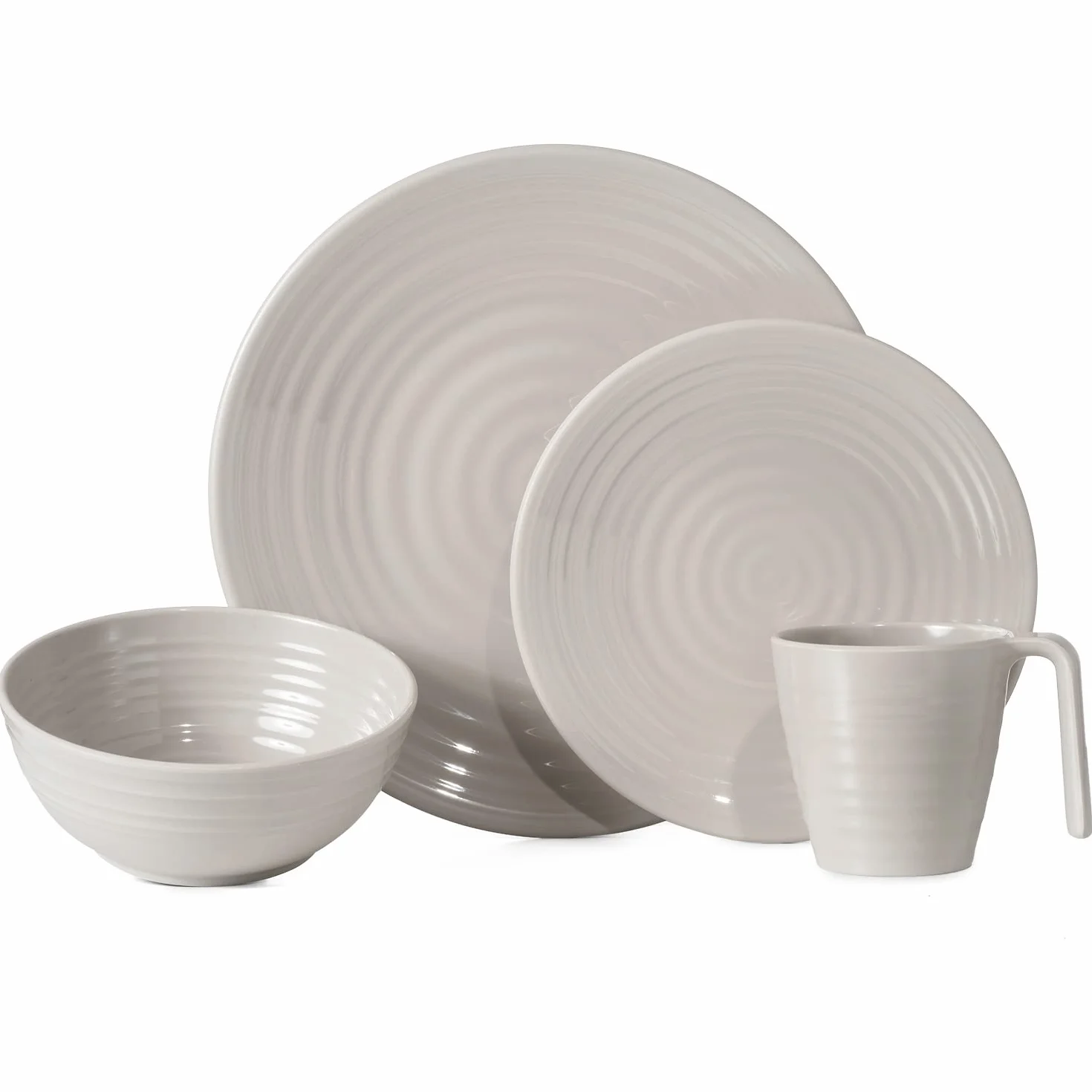 Melamin Camping Geschirr Set 4 Personen I Coffee Design I 16 Teilig I Tafelgeschirr Picknick BBQ Kochgeschirr
