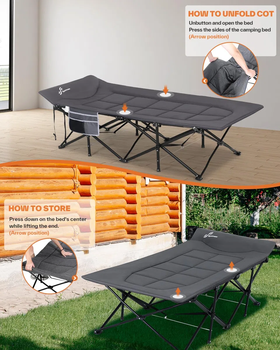 Sportneer Feldbett Gästebett Bis 204KG, 69cm/ 79cm Campingbett feldbett klappbar für Camping Reisen Indoor Outdoor Strand und Garten