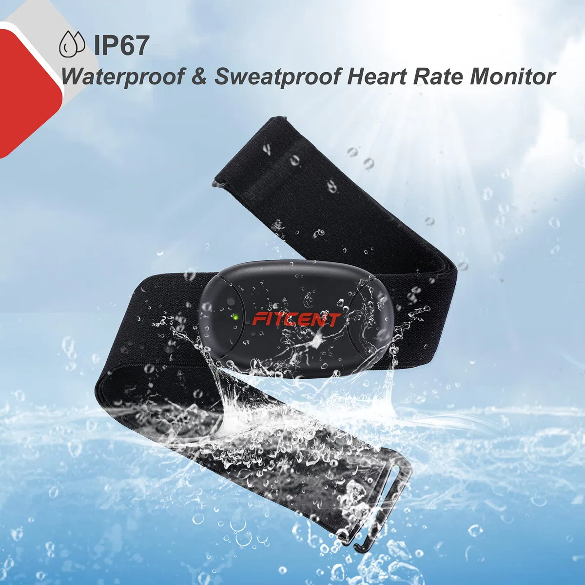 Fitcent Herzfrequenz-Sensor mit 5,3 kHz/Bluetooth und Ant+, Herzfrequenzmesser mit Kalorienüberwachung und Speicher für Radfahren, Laufen, Fitness