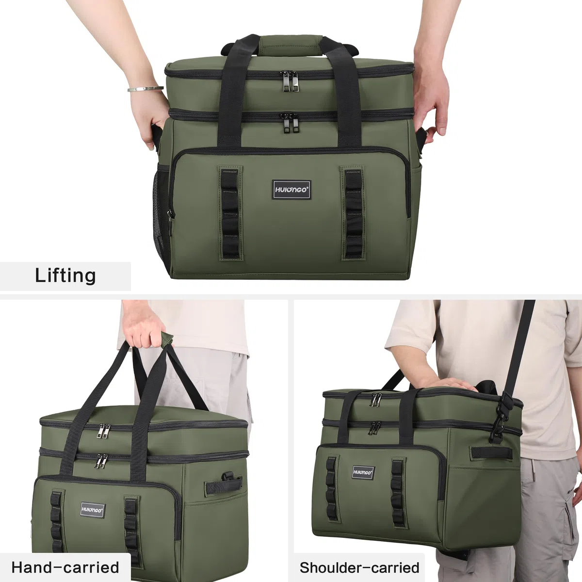 Hulongo Kühltasche Isoliert Kühltasche Wasserdicht Picknick Doppel-Thermotasche für Camping, Reisen, Lebensmittelgeschäft Einkaufen & Angeln, 42L