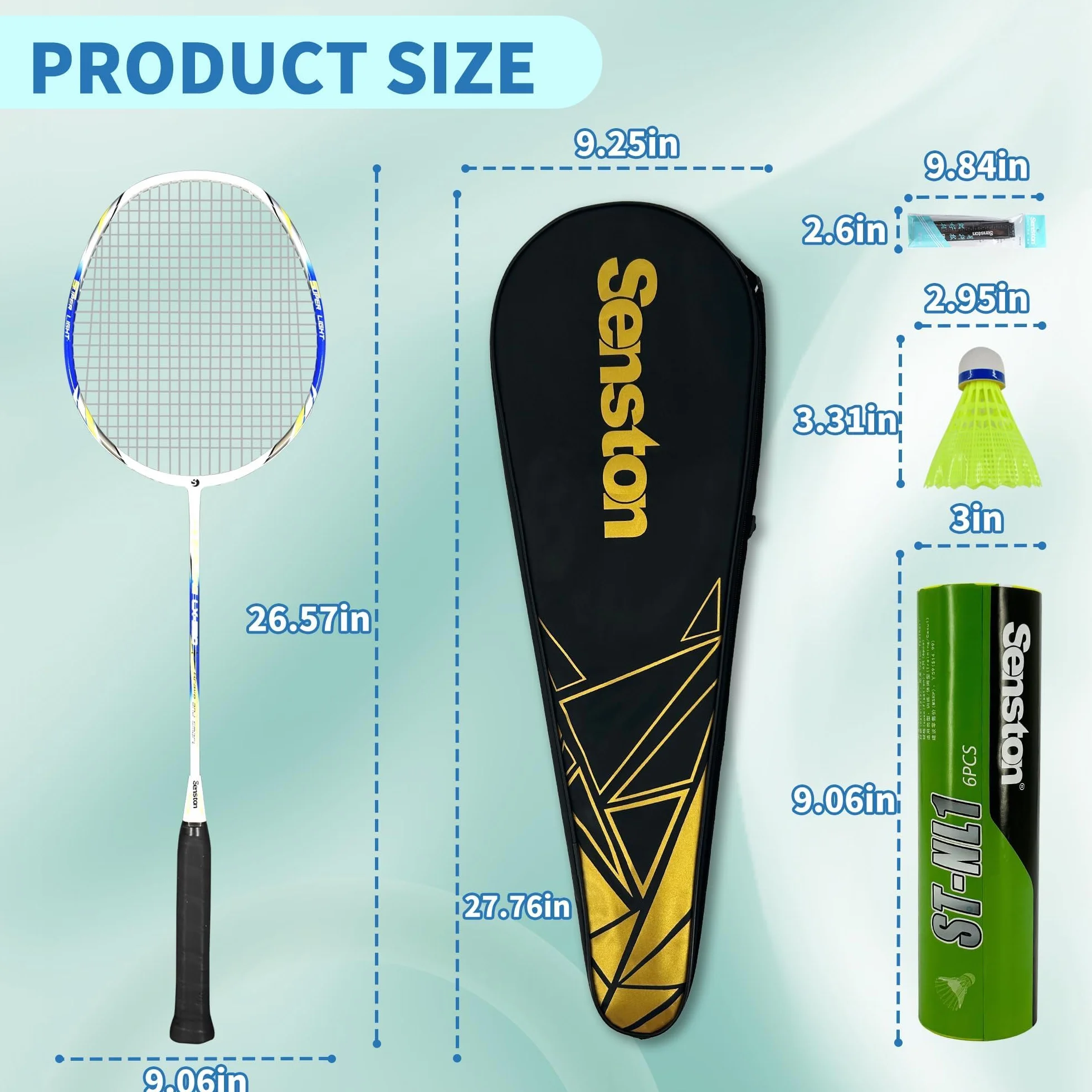 Senston Graphit Badminton-Set Leichtgewicht Badmintonschläger mit Schlägertasche Badminton Schläger Federballschläger für Training, Unterhaltung
