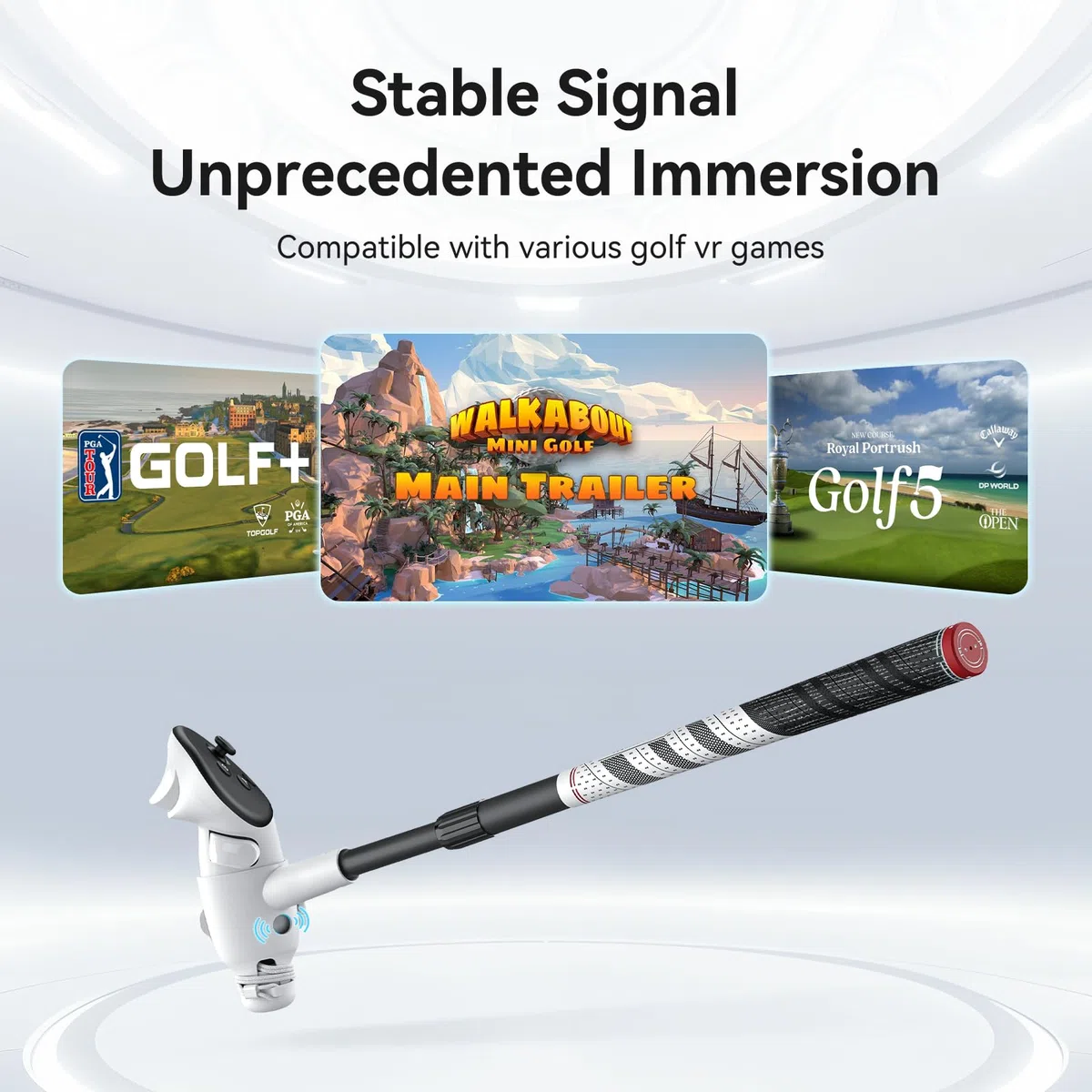 AMVR Verstellbarer Golfschlägeraufsatz Kompatibel mit Meta/Oculus Quest 3-Zubehör, Rutschfester VR-Golfgriffgriff für Golf +, 80-Grad-Design (Nicht für den Akku der Ladestation)
