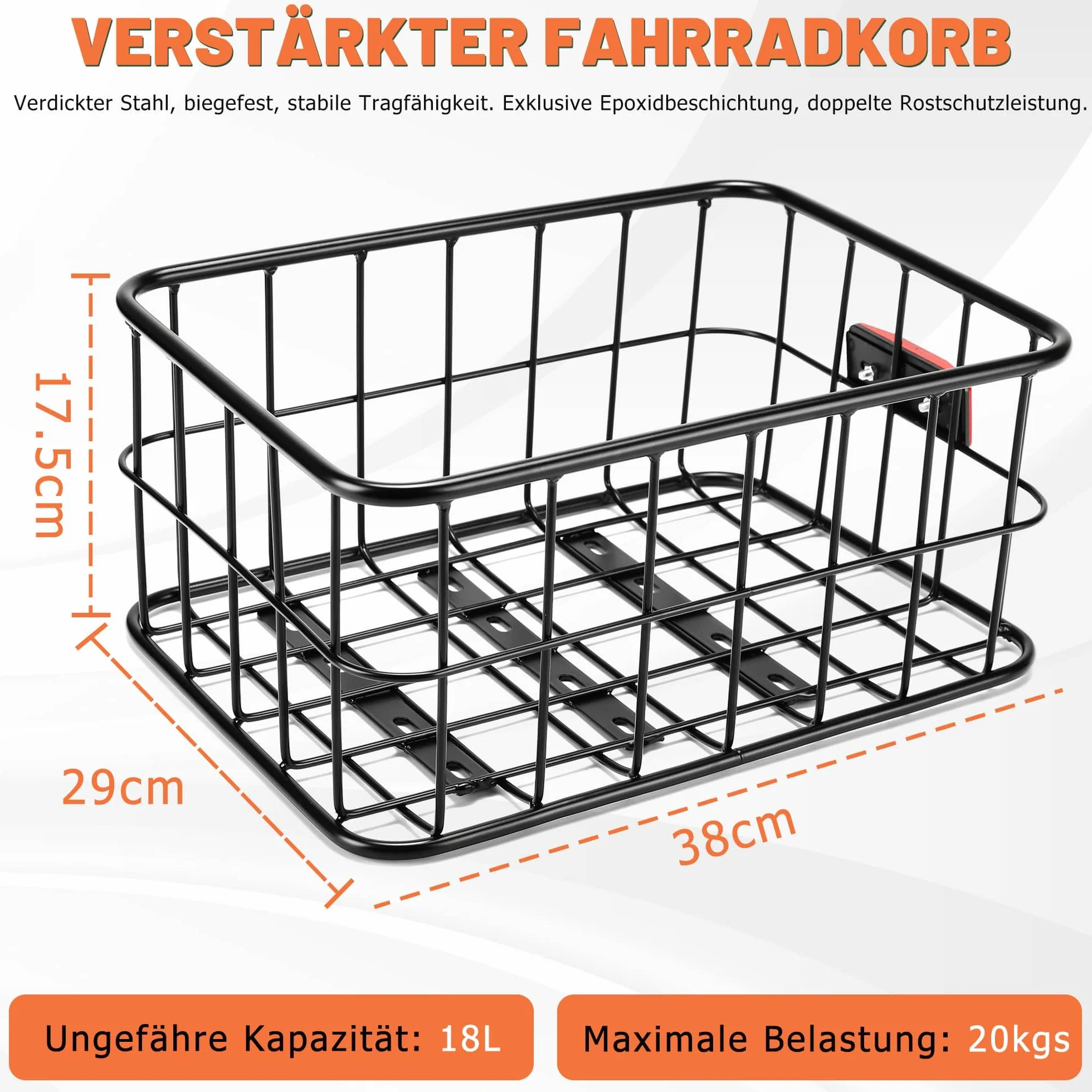 CDYWD Fahrradkorb Hinten für Herren & Damen, Groß Abnehmbar Fahrradkorb Gepäckträger mit Herausnehmbarer Innentasche, Hinten Fahrrad Korb Schulranzen für Ebike, Mountainbike, Citybike, Cruiser