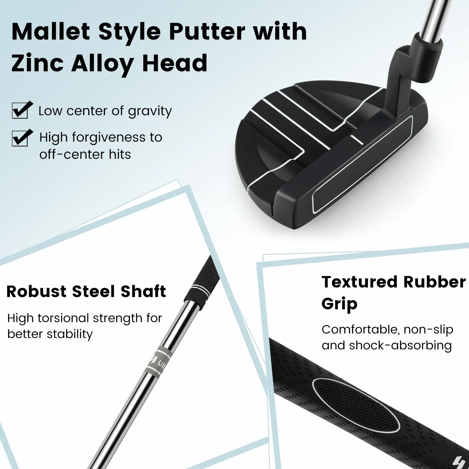 LIFEZEAL 89 cm Golf Putter, Tragbare Golfschläger für Rechtshänder, Putter Schlägel aus Metall mit Golfabdeckung, Lage 72°, Loft 3 °, für Herren & Damen