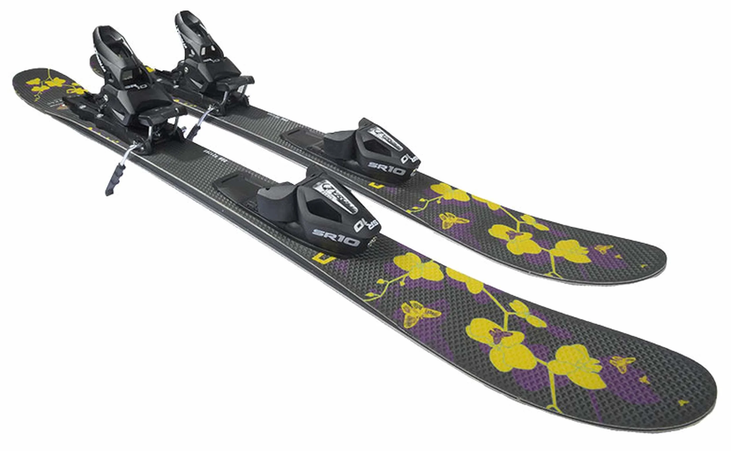 GPO Snowblade Orchidee | Kurz-Ski inkl. Tyrolia-SR-10-Sicherheitsbindung | 99 cm Länge | Big-Foot-Ski für Herren und Damen