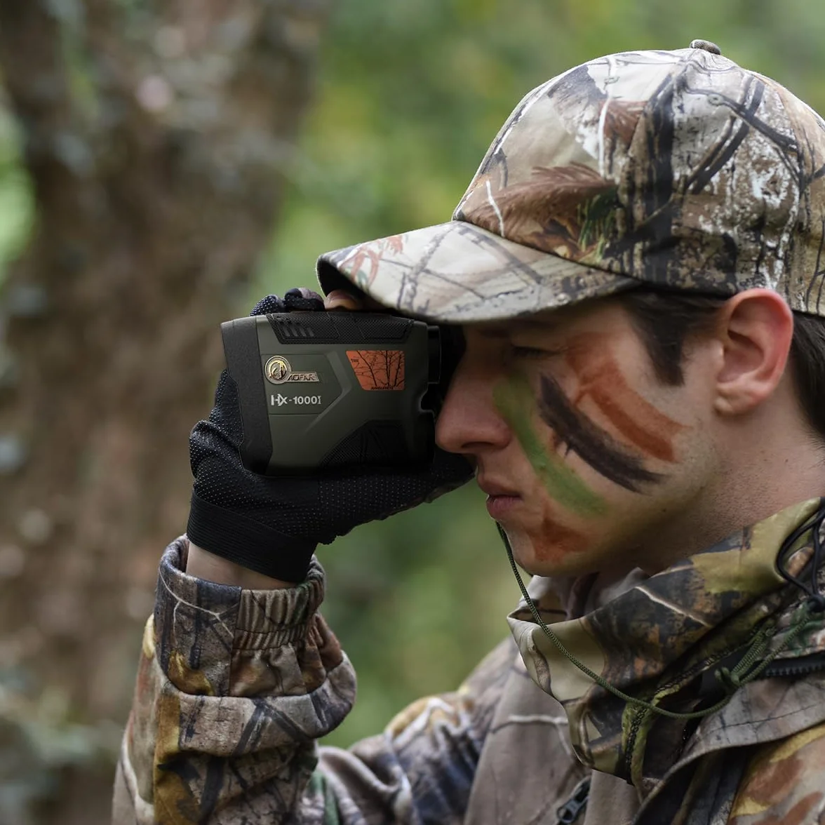 AOFAR HX1000 Entfernungsmesser Jagd & Bogenschießen, 1000Y Winkel- & Horizontalentfernung, Entfernung, Scan und Geschwindigkeitsmodus, kostenlose Batterie-Geschenkpaket, wasserdicht, 6X Vergrößerung