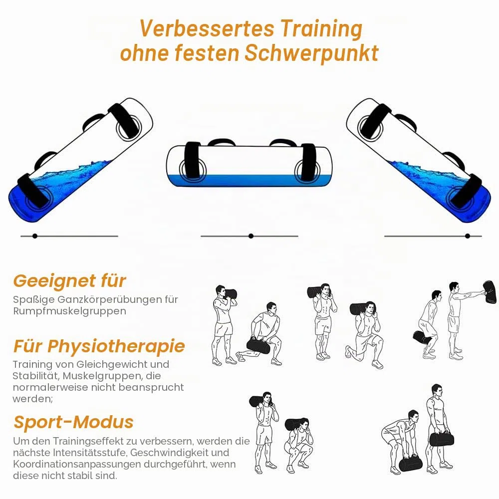 flintronic Aqua Bag, Adjustable Water Bag, Training Power Bag mit Wassergewicht, Bulgarian Bag Multistation Set Krafttraining für Weightlifting, Heimtraining,Tragbares Fitnessgerät