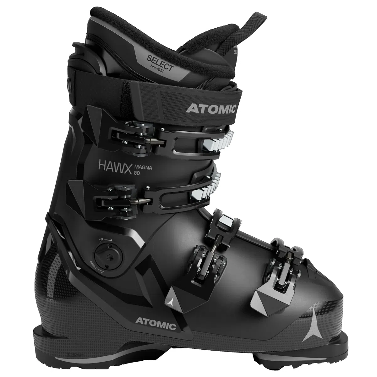 ATOMIC HAWX Magna 80 Skischuhe in Schwarz/Anthrazit - Größe 42/43 - Breite Ski-Boots mit 102 mm Passform & 80er-Flex - Hochwertige Ski-Schuhe mit Prolite-Konstruktion