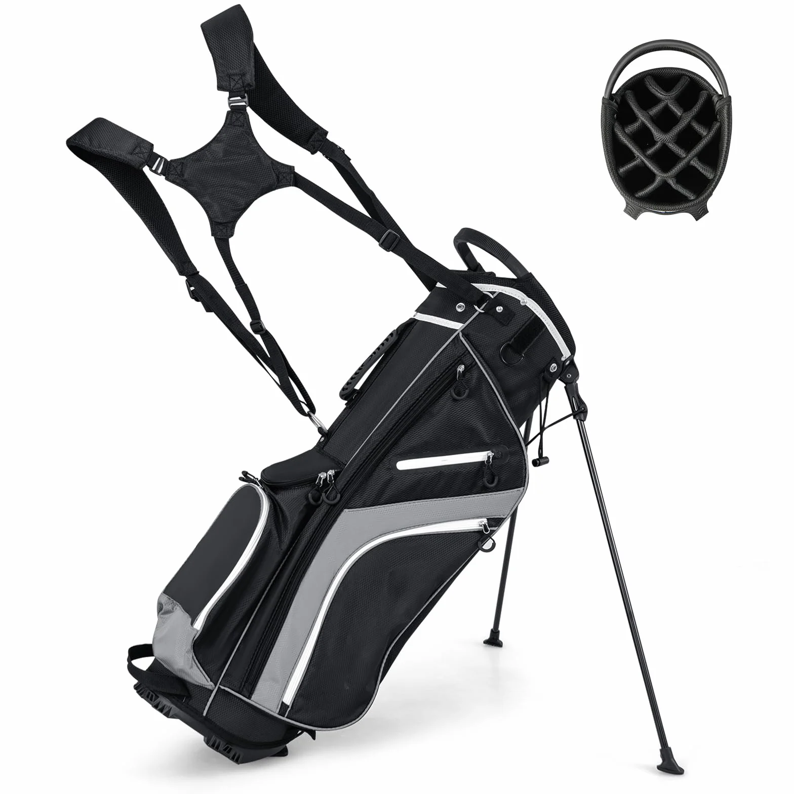 COSTWAY Golf Bag, 6er/8er/14er Unterteilung Golf Stand Bag, Golf Trolley Bag Golftasche, leichte Pencil Bag tragbar für Männer & Frauen