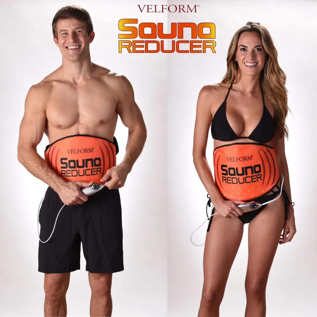 VELFORM SAUNA REDUCER Bauchweggürtel mit Wärme – Schlankheitsgürtel für Taille, Bauch, Hüften & Oberschenkel, Fat Reducer System, Heimfitness, einfache & schnelle Schlankheitsübungen