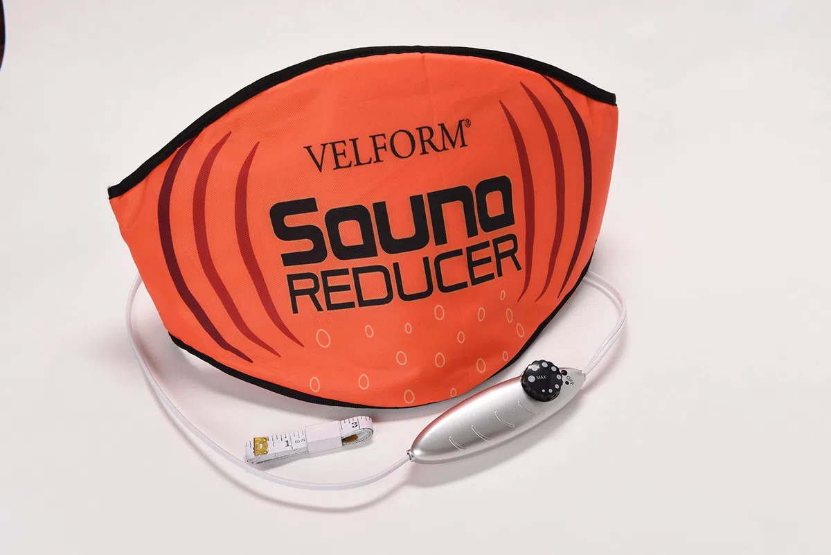 VELFORM SAUNA REDUCER Bauchweggürtel mit Wärme – Schlankheitsgürtel für Taille, Bauch, Hüften & Oberschenkel, Fat Reducer System, Heimfitness, einfache & schnelle Schlankheitsübungen