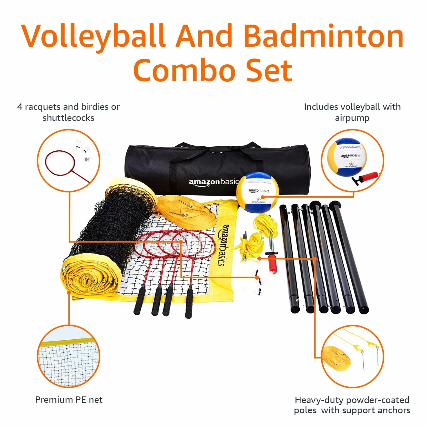 Amazon Basics Volleyball-Badminton-Kombiset