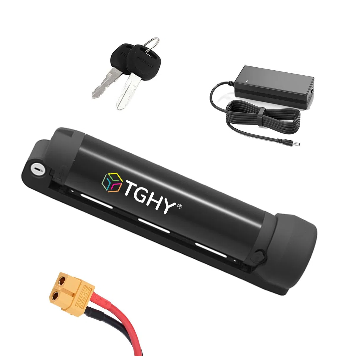 TGHY 24V 7,8Ah 10,5Ah Lithium-Ionen-Akku in Kesselform, 36V 5,2Ah 7Ah Akkus für Elektrofahrräder mit Ladegerät und Schlüsselschloss für 0-250W Mountainbike-Motoren,24v10.5ah