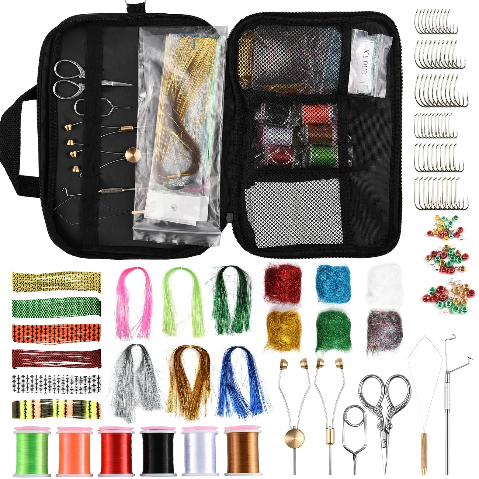 150pcs Fly Binding Tool Kit, Fly Binding Material Tools Kit gut organisierte Fischereiköder -Gebäude -Making -Set für Starterfischereiköder