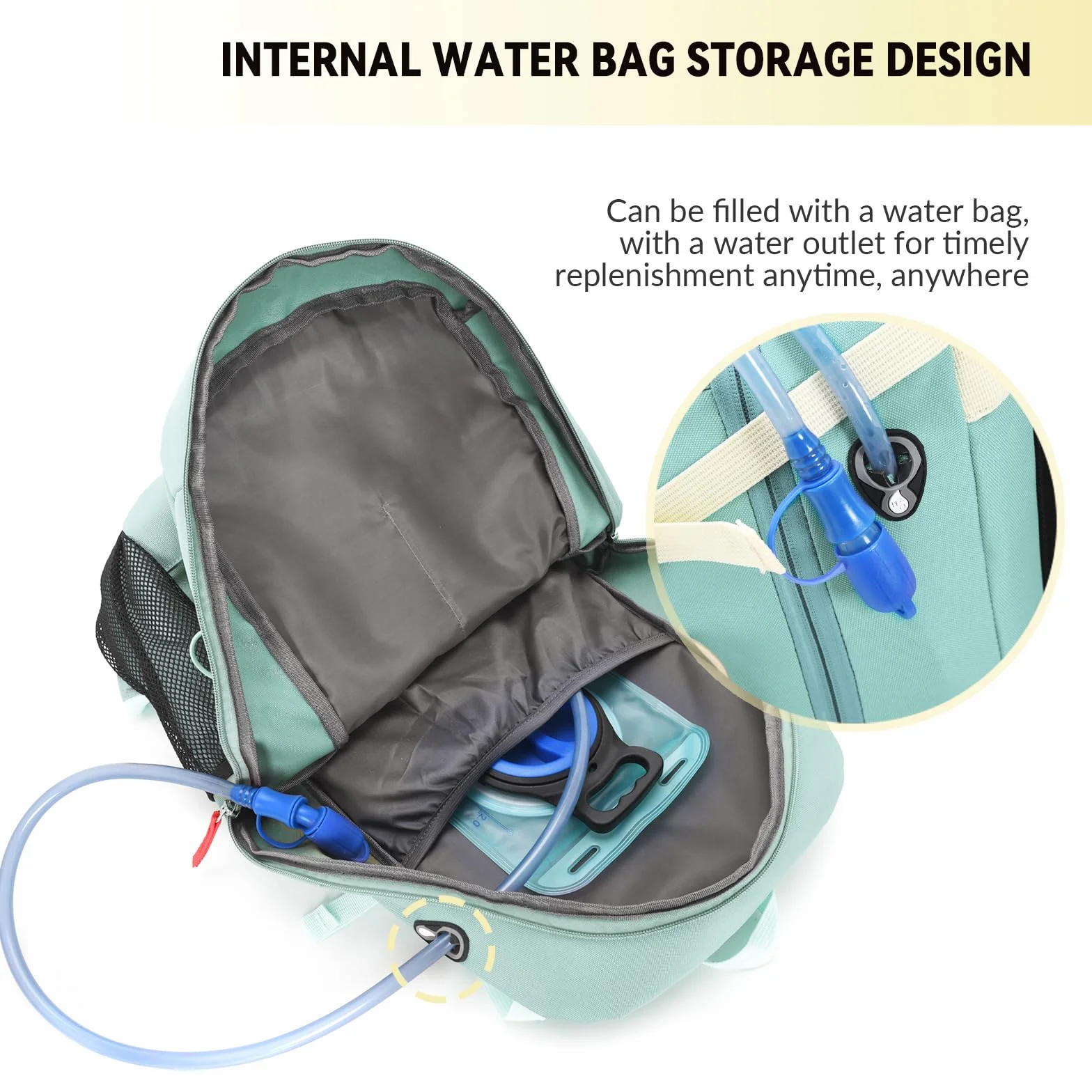 Bseash 40L Leichter wasserdichter Wanderrucksack mit Regenschutz, Outdoor Sport Reise Tagesrucksack Multifunktions Reisetasche für Camping Klettern Skifahren Radfahren (Milch Grün)