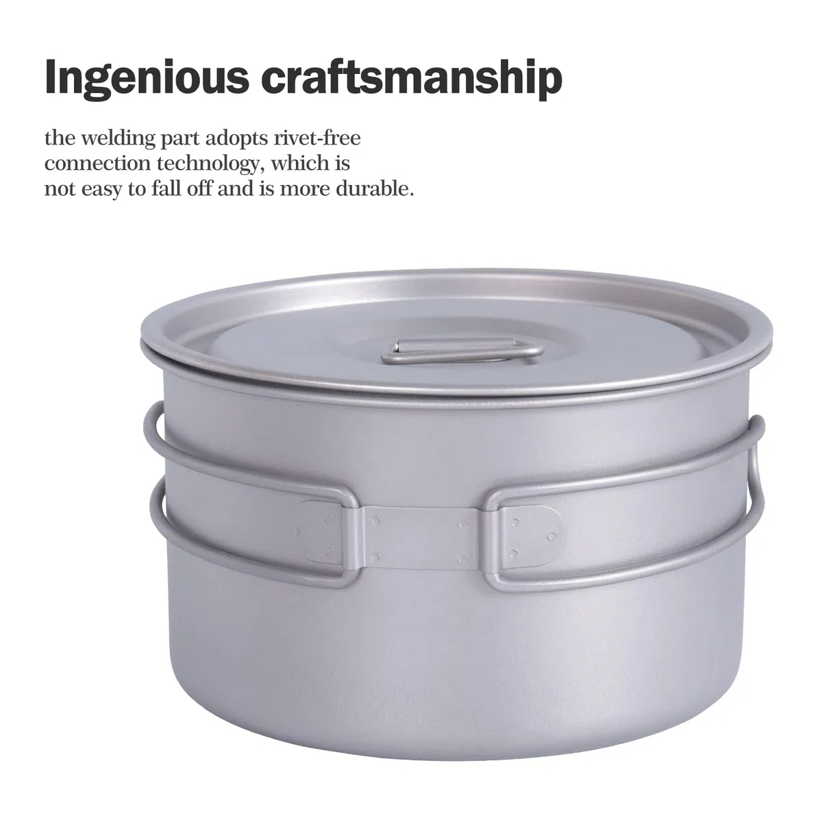 Boundless Voyage 1.8LKleiner Titankopf mit klappbaren Griffen: leichtes Stockpot Camping-Trekking Set Kochtopf Küchengeschirr (1.8 only)