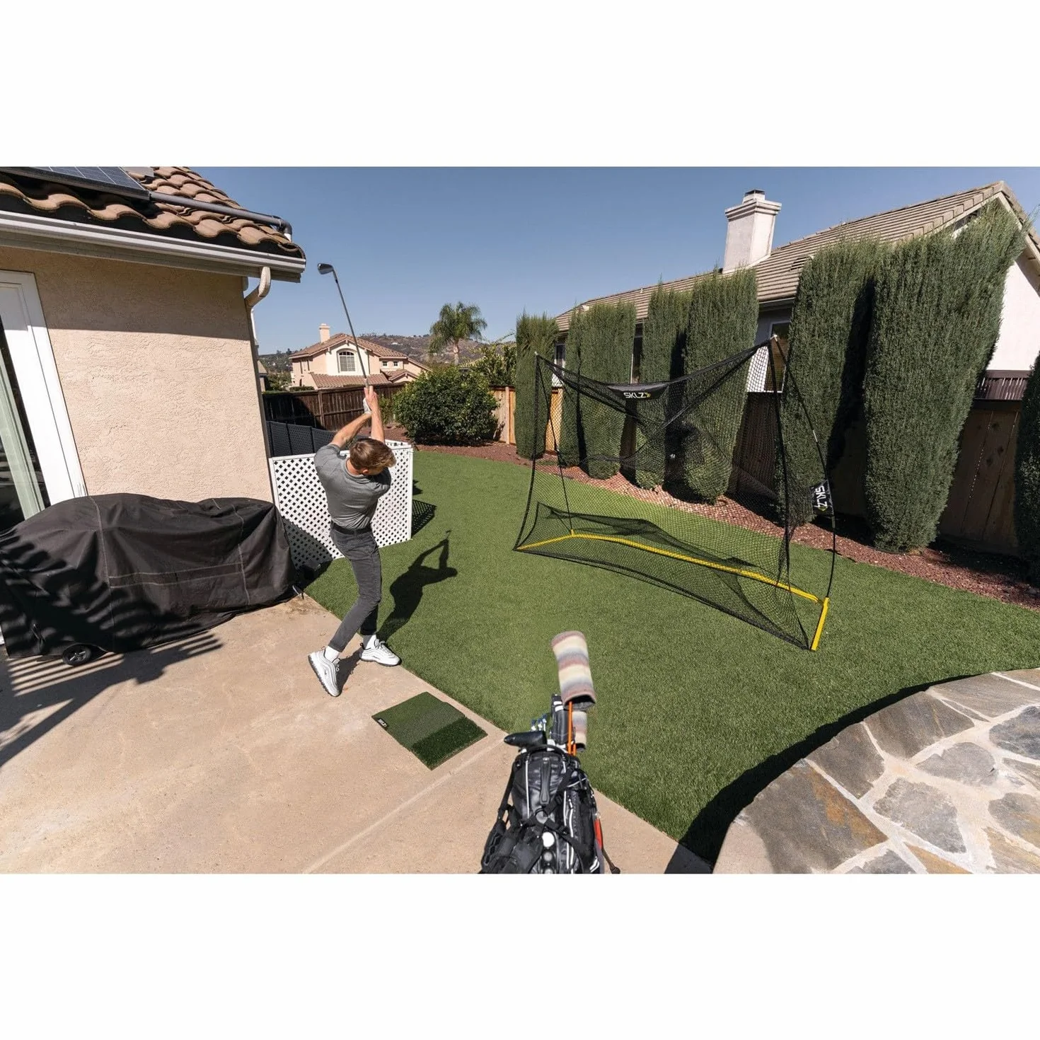 SKLZ Home Range Golfnetz – Doppelnetsystem mit sanfter Ballrückgabe für alle Schläger. 3m x 2,1m Rahmen, 2m x 2m Frontnetz für effizientes Training und schnelle Ballrückholung.