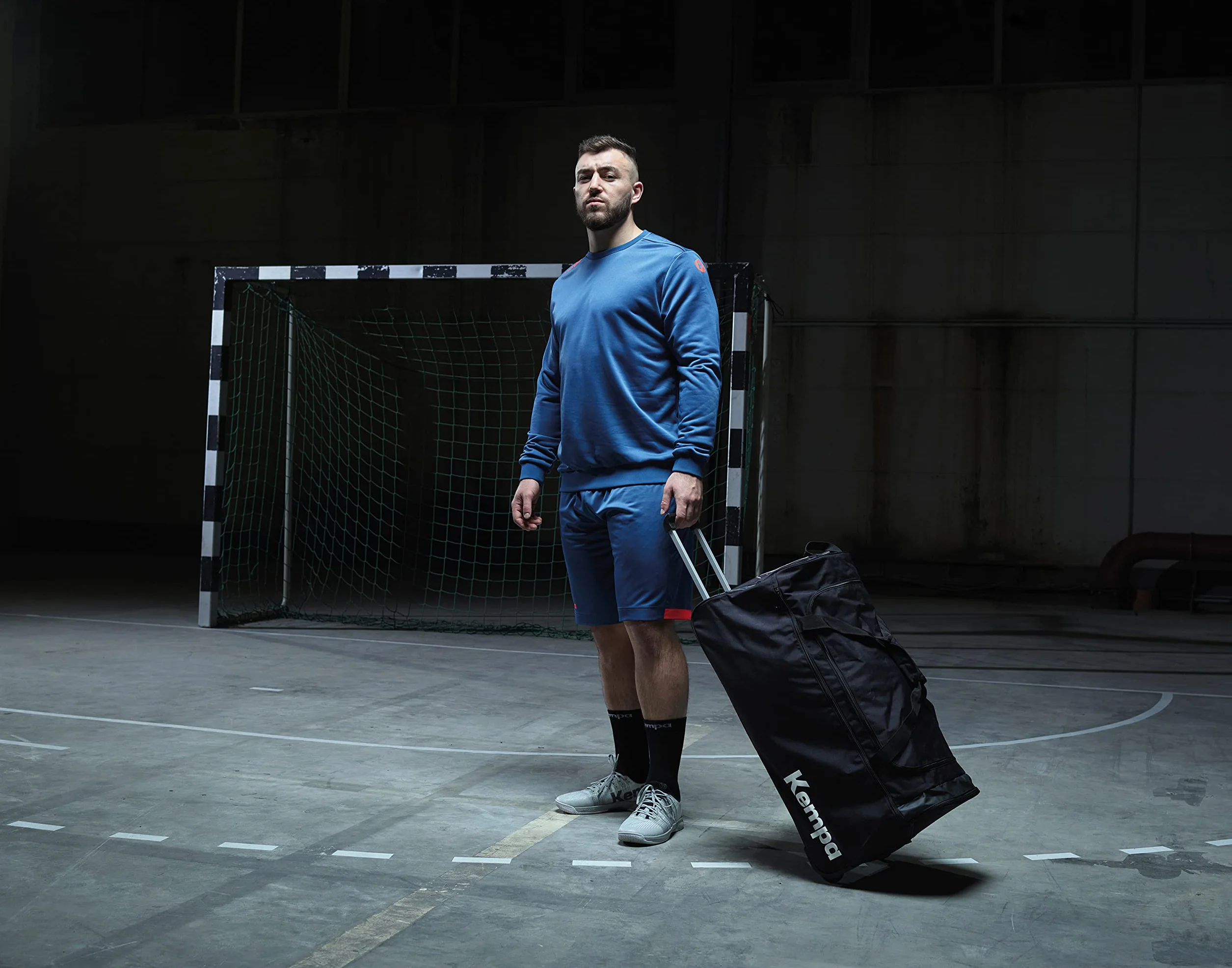 Kempa Trolley - Sporttasche mit Rollen - Trolley mit Griff Handball Fitness Sport, schwarz - 60, 90 oder 120 Liter