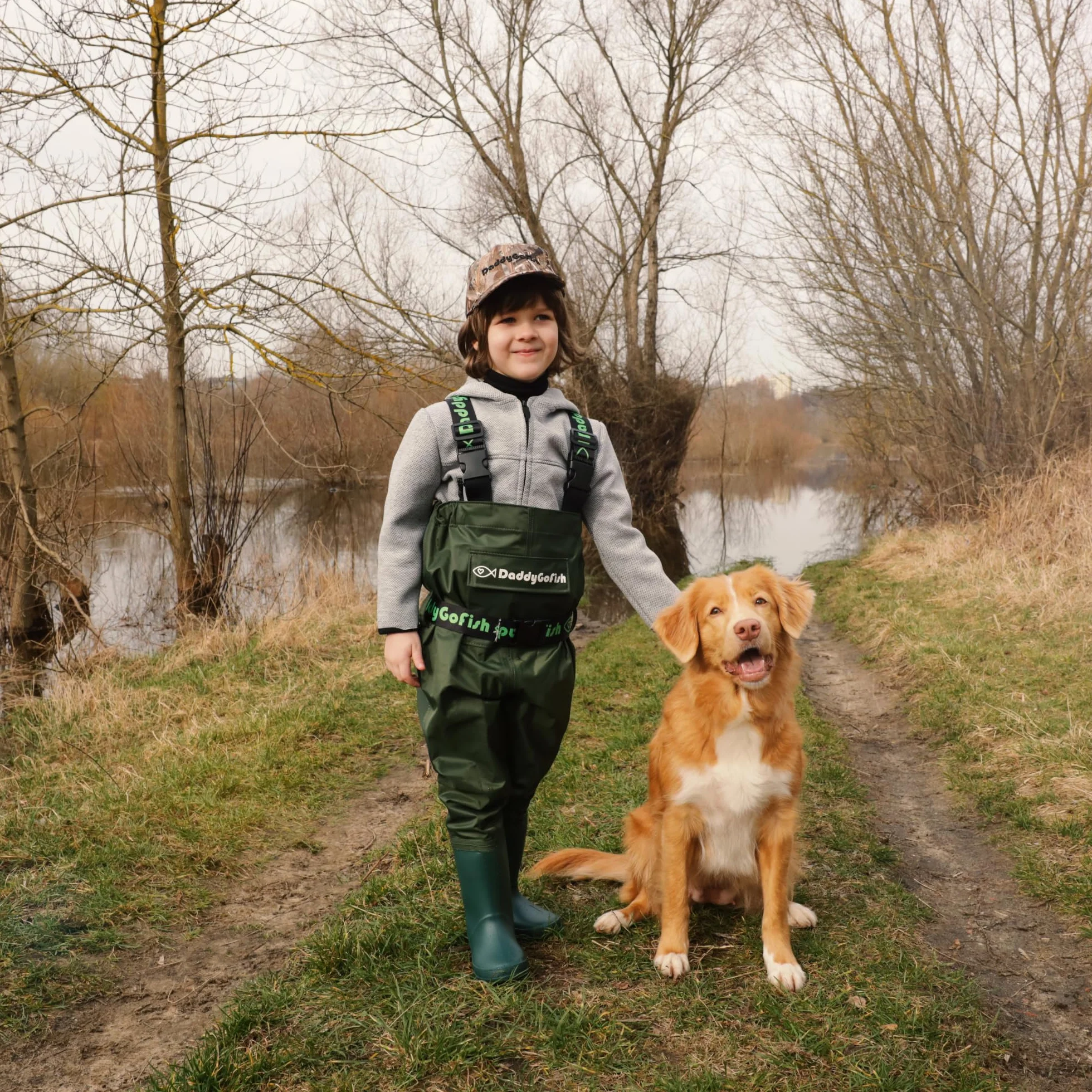 DaddyGoFish Wathose Für Kinder Und Erwachsene, Wathose Zum Angeln Und Jagen Mit Einer Tasche Und Einem Wathose-Aufhänger