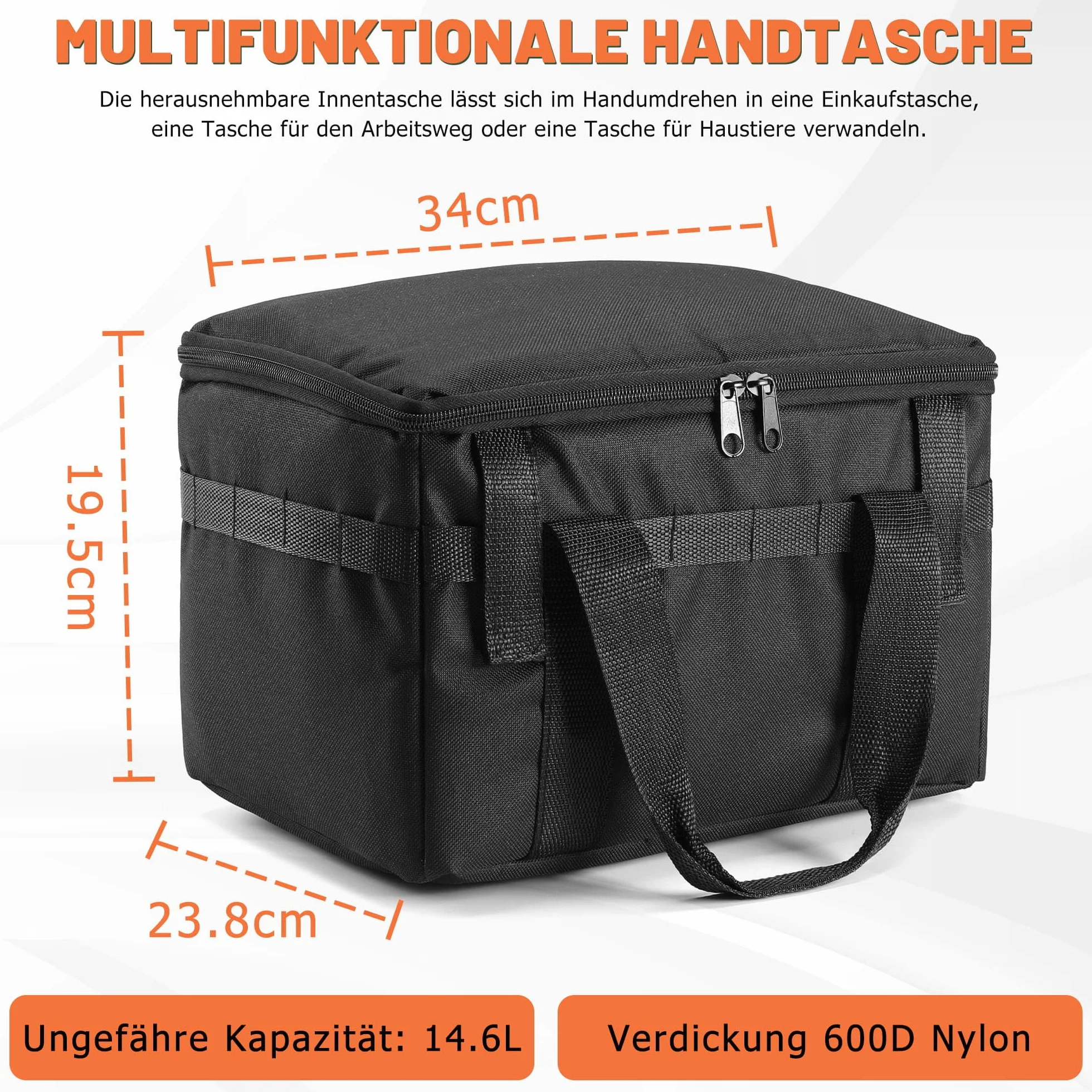 CDYWD Fahrradkorb Vorne für mit Herausnehmbarer Innentasche, Groß Lenkerkorb Fahrrad Herren & Damen, Korb Fahrrad Vorne für Ebike, Scooter, Mountainbike, Rennradfahren, Citybike, Beach Cruiser