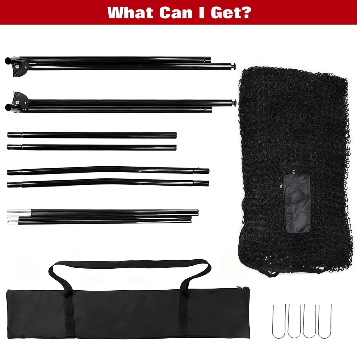 Aptliton Tragbares Golftrainingsnetz, 305 x 93 x 217 cm, Schwarz, Schlagnetz aus Eisen und robustem PE-Netz, einfache Montage für drinnen und draußen, Swing-Training