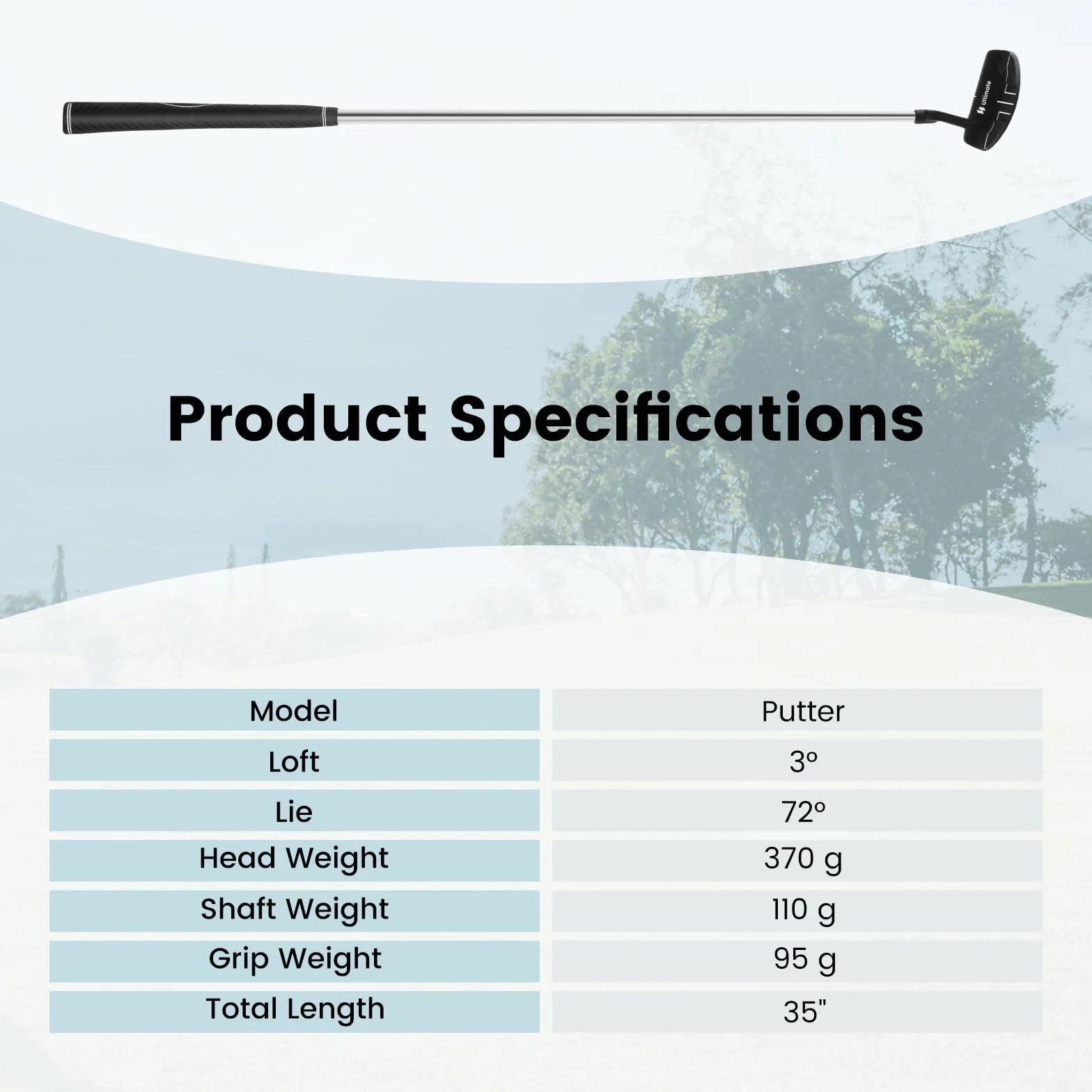 LIFEZEAL 89 cm Golf Putter, Tragbare Golfschläger für Rechtshänder, Putter Schlägel aus Metall mit Golfabdeckung, Lage 72°, Loft 3 °, für Herren & Damen