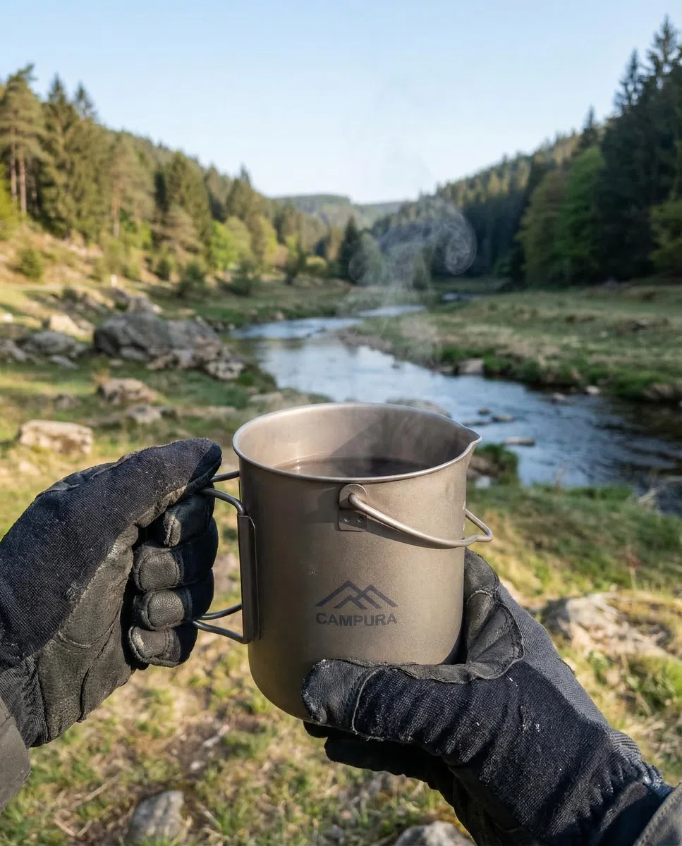 Titan French Press Topf 750ml - Ultraleicht & Robust - Präzisionsfilter, Kompakt & Hitzebeständig - Camping Kaffeekocher für Bushcraft, Trekking & Outdoor - Titan Kochgeschirr