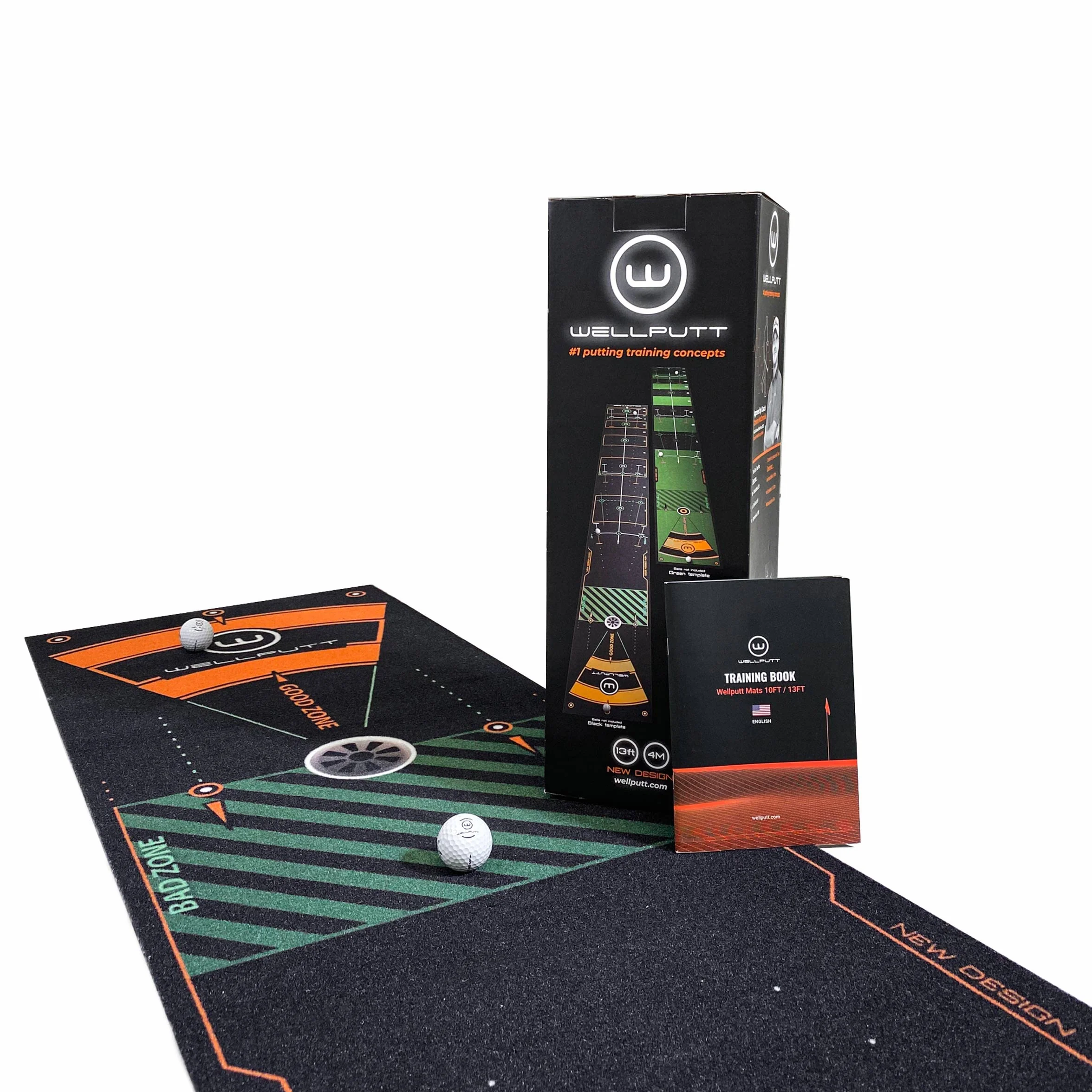 WELLPUTT - Puttingmatte Golftraining - 4m schwarz