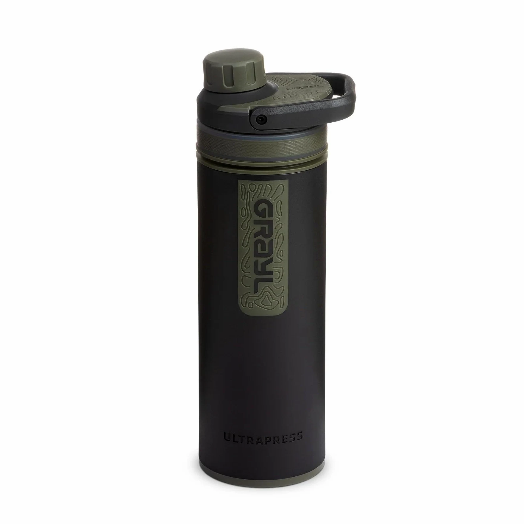 GRAYL UltraPress Wasserfilter & Filterflasche für Wandern, Rucksackreisen und Reisen (Camp Black)