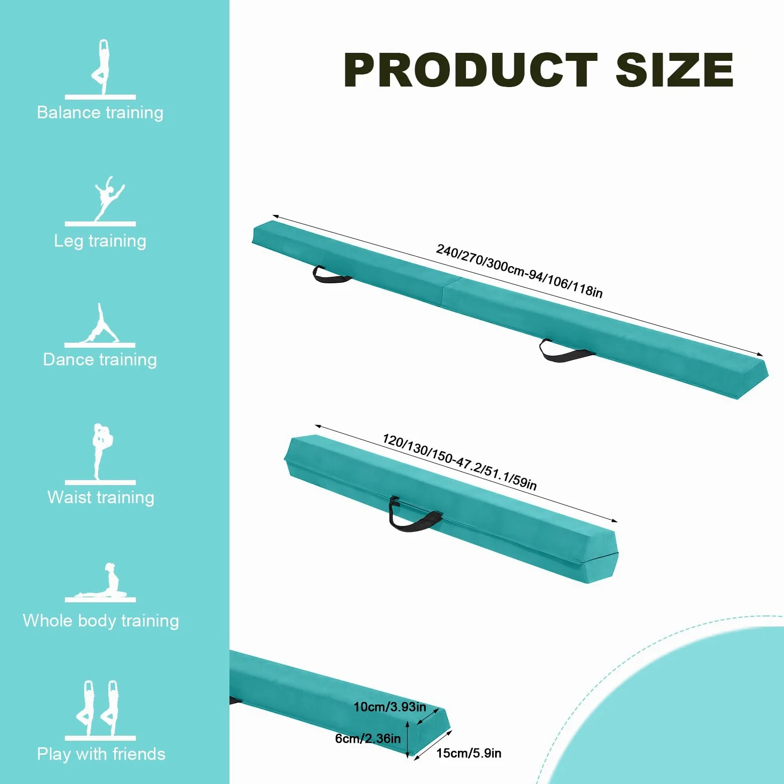 FBSPORT 240CM Faltender Schwebebalken, Gymnastik Balance Balken, Gymnastikboden Balken, Beflockungsschicht Balancierbalken, Balance Fitness Ausrüstung für Kinder
