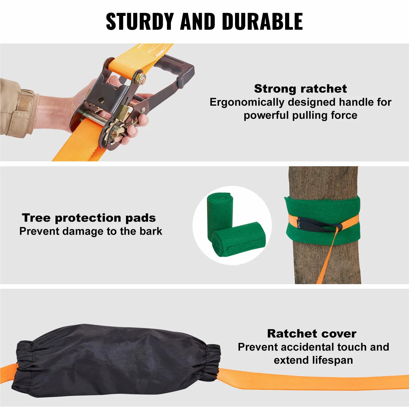 VEVOR Slackline Hindernisse Set 2 x 18,3 m Slacklines 2 x 1,5 m Baumschutz, 226,8 kg Tragkraft Ninja Hinderniskurs, Outdoor-Spielset-Ausrüstung, Hinterhofspielzeug-Trainingsausrüstungsset Orange