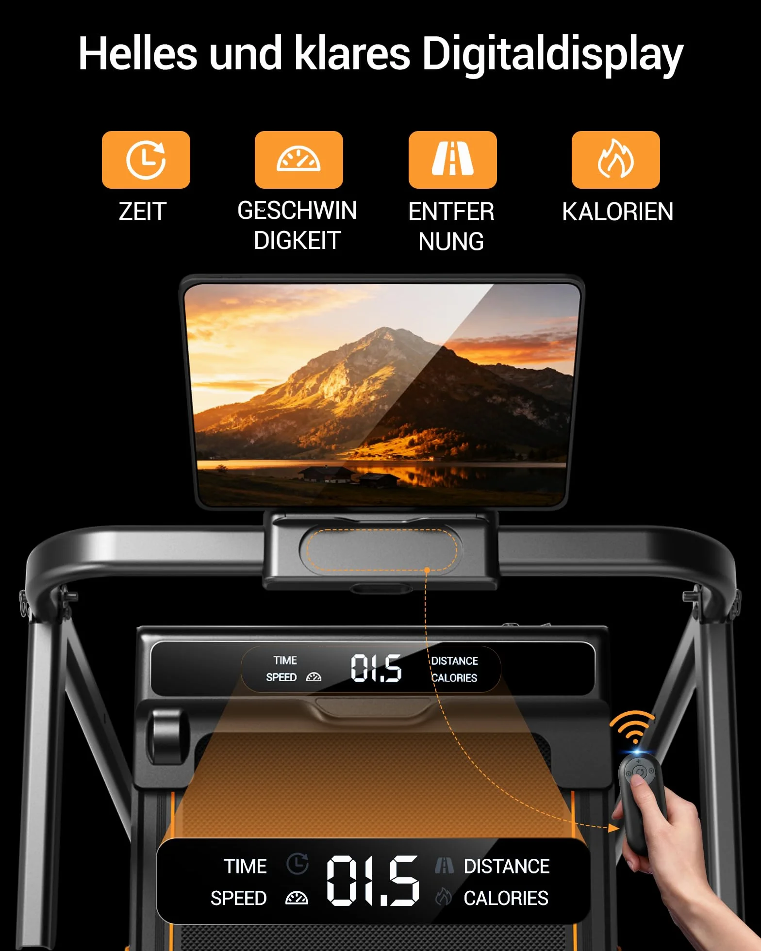LONTEK Walking Pad Klappbar mit Steigung 10KM/H, 16% Laufband für Zuhause Klappbar mit Steigung, LED Anzeige, Fernbedienun, Laufbänder mit Handläufen, 3.0 HP Treadmill for Home, Belastung 159KG