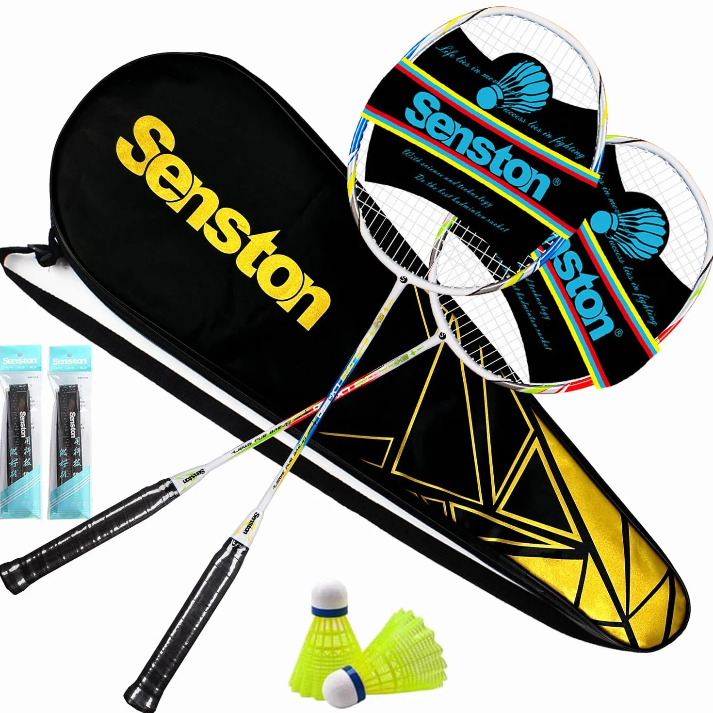Senston Graphit Badminton-Set Leichtgewicht Badmintonschläger mit Schlägertasche Badminton Schläger Federballschläger für Training, Unterhaltung