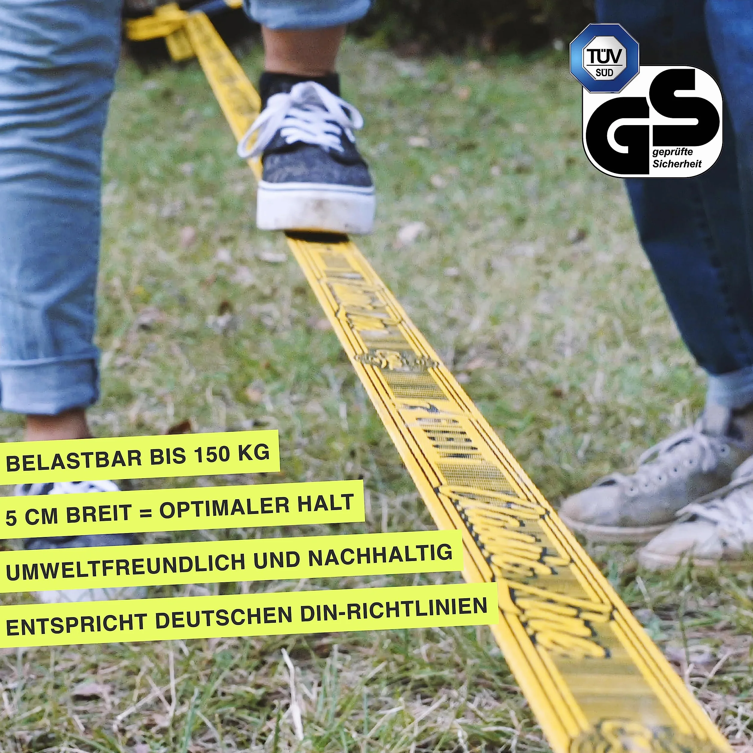 ClassicLine Komplett-Set inkl. Baumschutz | 15m & 25m | TÜV Geprüft | Balance und Spaß mit Trampolin-Effekt | Ergonomische Ratsche | Perfekt für Anfänger und Fortgeschrittene